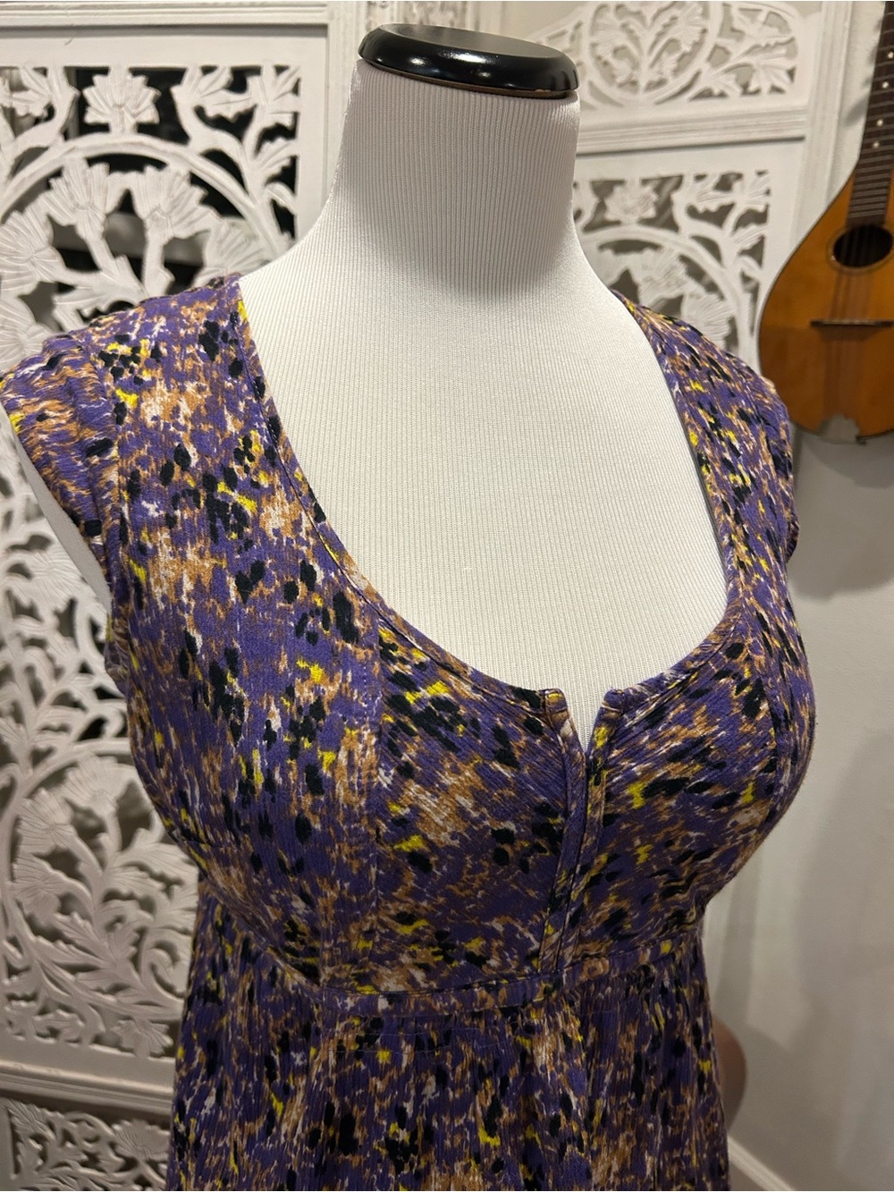 Eddie Bauer Purple Floral Print Sleeveless Dress